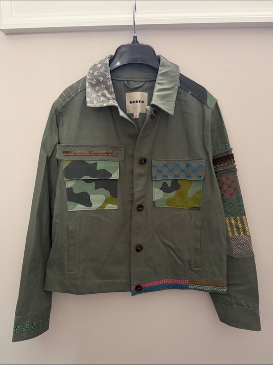 Boden Jackets & Blazers - Boden Olive Green Military-Style Jacket with Camo Pockets and Embroidery -size M